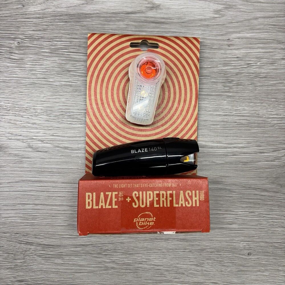 Planet Bike Blaze 140 SL + Superflash Turbo Bike Light Set Headlight Tail Light